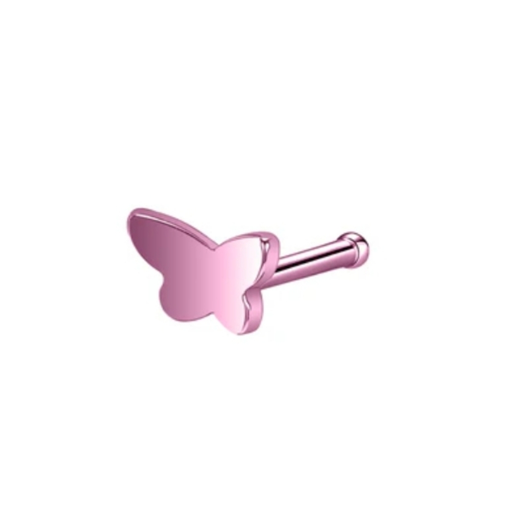 Pink Butterfly Nose Ring